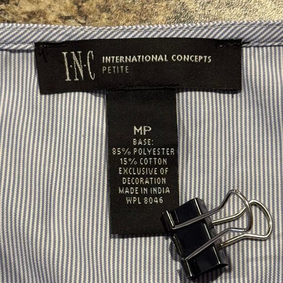 INC Top Boho Cottage Coastal Grandma Whimsigoth Embroidered Floral Stripe MP - Picture 3 of 7